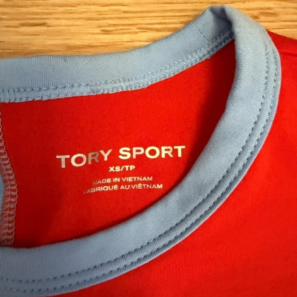 Tory Burch Sport Color Block T-Shirt in Red and Blue Sz XS